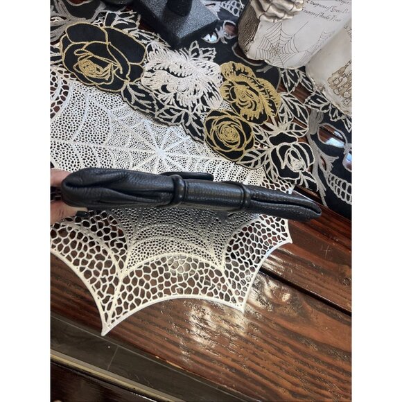 Banana Republic Bow Leather Clutch Womens Small Bag Black Leather Evening Purse - Picture 3 of 12